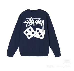 stussy 斯图西筛子长袖海军蓝圆领卫衣