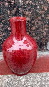 季红胆瓶，朗红，祭红，大花瓶，截口没有其他冲线，高35厘米