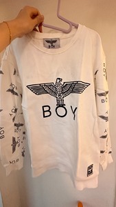 BOY LONDON 男女同款套头卫衣 白色 袖子满印log