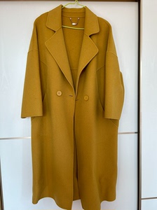 桑索SanSay双面羊绒长款大衣，100%羊毛，黄色（图片色