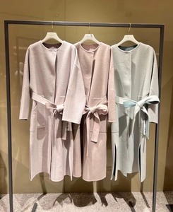 韩国代购专柜Reneevon瑞妮芬贵牌兔绒羊绒羊毛浅粉色腰带