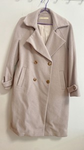 EICHITOO/爱居兔毛呢大衣外套，米色偏粉色中长款，M码