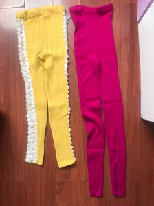 女童打底针织保暖裤 120码黄色 150码紫红色（紫红色是全