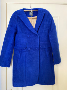 lily宝蓝色呢子大衣，99新，L号，165
