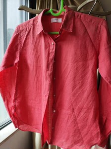 优衣库女式亚麻衬衫，西瓜红，S码，转需要的人士，售出不退换