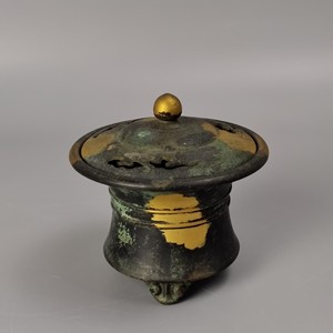 平安 秦蔵六造 塗金銅 塗金銅香炉 「瑞雲」 M 7105 藏六香炉】