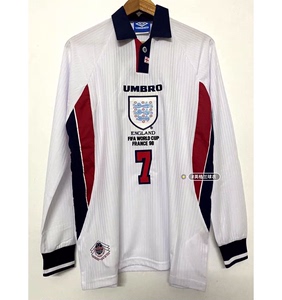 全新英格兰球衣1998世界杯7号贝克汉姆欧文短袖长袖套装经典