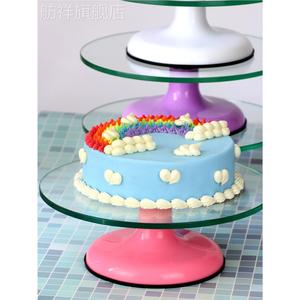 生日蛋糕转盘玻璃裱花台铝合金转台旋转蛋糕架烘焙工具套装家用做