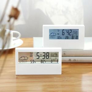 LCD学生床头台钟创意数字时钟多功能带温度湿度的气象电子闹钟