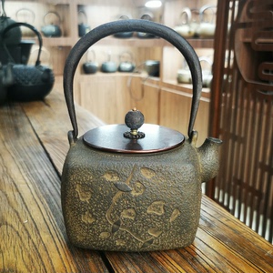 藏六造日式提梁铸铁茶壶纯手工老铁壶电陶炉烧水茶壶茶具套装四方