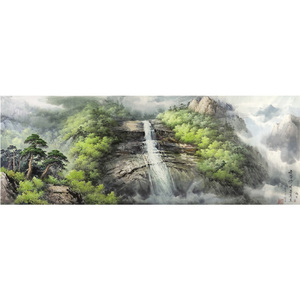 一级画家 何英《金刚山飞峰瀑布》国画 装饰收藏 巨幅2.3米 12738