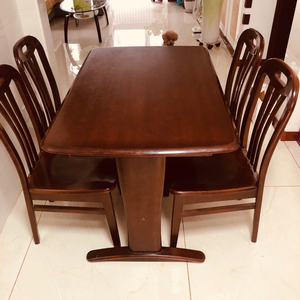 大连华丰家具:实木楸木餐桌椅一套，桌子长120cm,宽75c