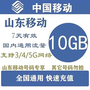 在线不秒回山东移动流量包10G移动流量山东流量包充值流量 叠