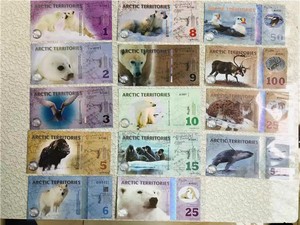 原创___全新UNC 北极塑料钞大全套14枚不同 北极熊商业