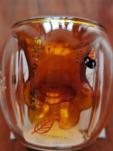 星巴克 6oz橘色猫爪款双层玻璃杯 全新未使用