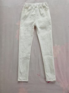 女童白色铅笔小脚裤儿童白色长裤牛仔裤，尺码:160，颜色:白