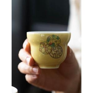 花团锦簇品茗杯家用创意福禄小茶杯中式陶瓷功夫茶具主人杯单杯子