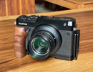 富士gfx50r相机木质手柄，黑胡桃木料，手工制作，铝合金连