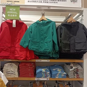 U家优衣库男童女童春秋防水冲锋衣夹克登山服连帽外套45436