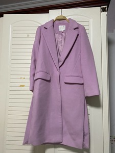 全新带吊牌！Onemore浅紫色长款修身版羊毛大衣。xs码，