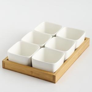 日式分格果盘家用陶瓷蒸碗方碗点心水果围炉小吃收纳盒茶台点心盘