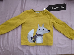 【自用闲置】John Lewis宝宝长袖卫衣黄色小狐狸 18