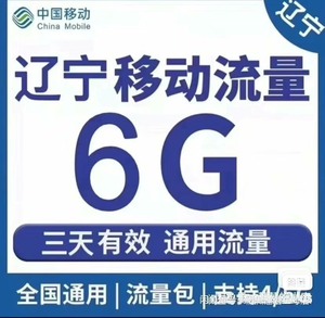 辽宁移动流量3天6ＧB，送一元话费