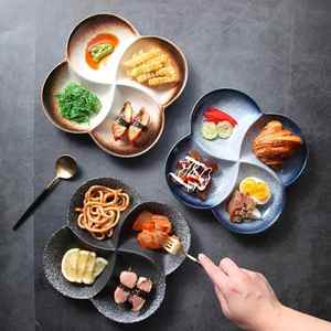 轻断食盘子日式分格餐盘家用菜盘分隔餐具陶瓷分格餐盘4格日式