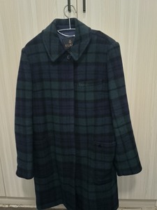 专柜入正品ELAND绿色格子羊毛大衣，L码165/88A，九