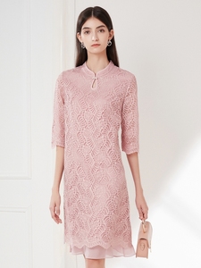 全新 卡迪黛尔新款粉色旗袍，175/92码，专柜正品，春夏款