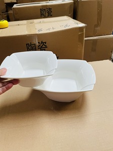 【方烤碗】全新特价纯白陶瓷方碗创意烤碗面碗沙拉碗汤面碗四方形
