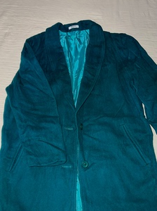 Vintage毛呢大衣 很复古的湖蓝加宝石绿的中和颜色 拍不