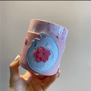 星巴克粉色樱花猫陶瓷带皮套马克杯355ml