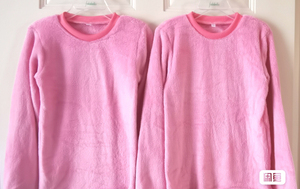 全新双胞胎女童珊瑚绒卫衣家居服睡衣，衣标8-9y，偏小，胸宽