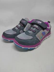 安比时尚童鞋，网布运动鞋，A5698灰/紫色34码，鞋垫长约