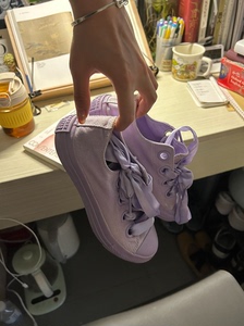 Converse匡威38码紫色绸带帆布鞋 已干洗