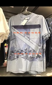 全新正品优衣库日本 男装HokusaiBlue北斋蓝短袖T恤