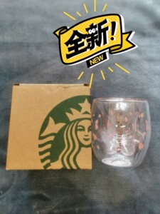 星巴克 猫爪杯  Starbucks   粉色猫抓双层玻璃水