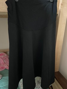 米度丽秋冬孕妇托付伞裙毛呢裙，黑色，呢料，L码，裤长78cm