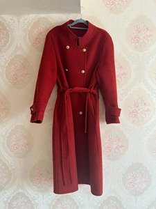 韩国代购双面羊绒大衣 特别好看的橘红色，小立领的设计， 非常
