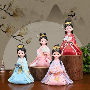 中国风唐朝娃娃摆件桌面装饰树脂工艺品创意送闺蜜女孩生日礼物
