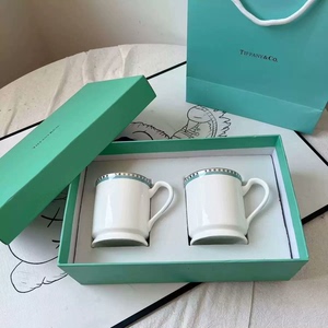 蒂芙尼TIFFANY杯子经典抹蓝骨瓷陶瓷杯马克杯对杯礼盒结婚