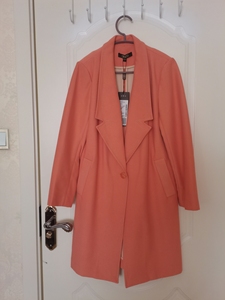 品牌卡迪黛尔，160/84A浅粉色长款上衣，单层，面料厚实挺