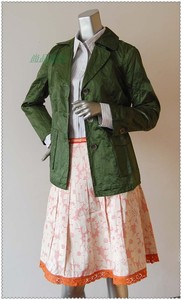 [Motley慕托丽]专柜正品特价:军绿色小翻领薄款休闲外套/短风衣