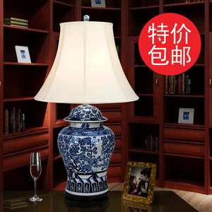 景德镇青花陶瓷中式大号欧式卧室客厅床头手绘陶瓷床头陶瓷台灯