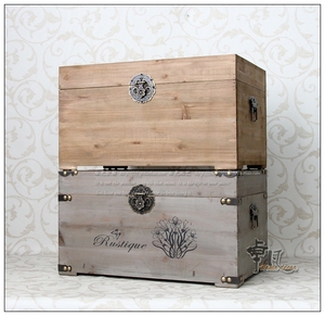 北欧装饰木箱复古做旧大号收纳实木老箱子定做带盖陈列储物箱道具