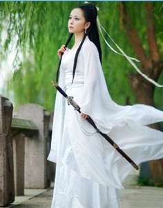 古代仙女装影视小龙女刘亦菲古装演出服cosplay白色汉服侠女服装