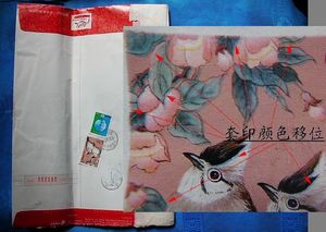 普30环保、31中国鸟 套色印刷移位 变体趣味实寄封 幸运邮资封