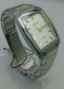 蒂诺长方形表盘时尚情侣手表防水间金钢带星期日期石英手表5300