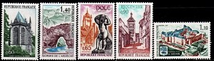 法国邮票1971年 建筑风光 5全